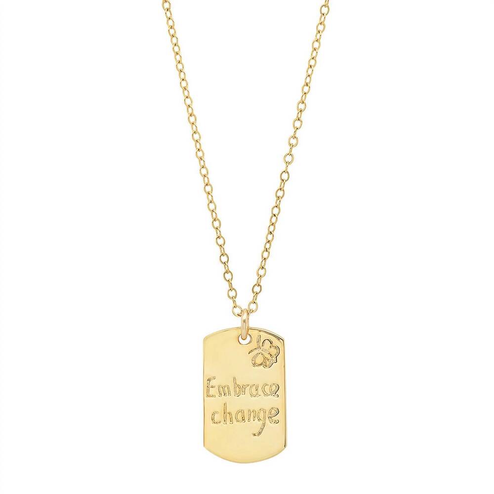NEW JESSICA ELLIOT women's vermeil "resolutions we can all keep" dogtags max nec